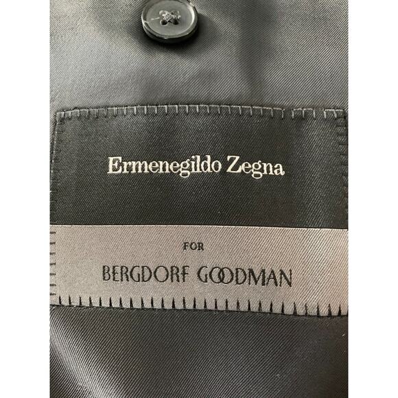 $15K MENS 40R ERMENEGILDO ZEGNA HAND MADE Pinstripe Charcoal BLACK TUXEDO SUIT - Picture 10 of 12